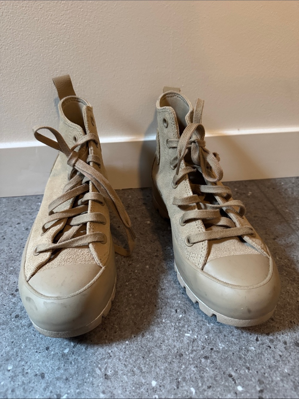 Converse Tan Suede Combat-Style Sneakers